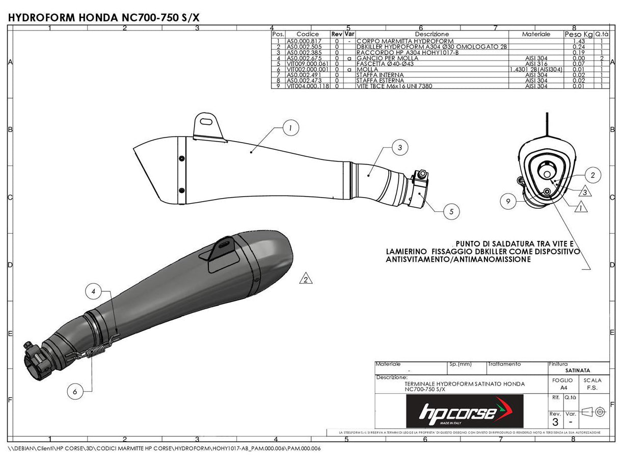 HP CORSE Honda NC700 / NC750 Slip-on Exhaust "Hydroform Satin" (racing only) – Accessories in the 2WheelsHero Motorcycle Aftermarket Accessories and Parts Online Shop