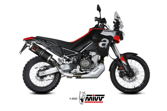 MIVV A.017 Aprilia Tuareg 660 (2022+) Slip-on Exhaust "Dakar" (black; approved) – Accessories in the 2WheelsHero Motorcycle Aftermarket Accessories and Parts Online Shop
