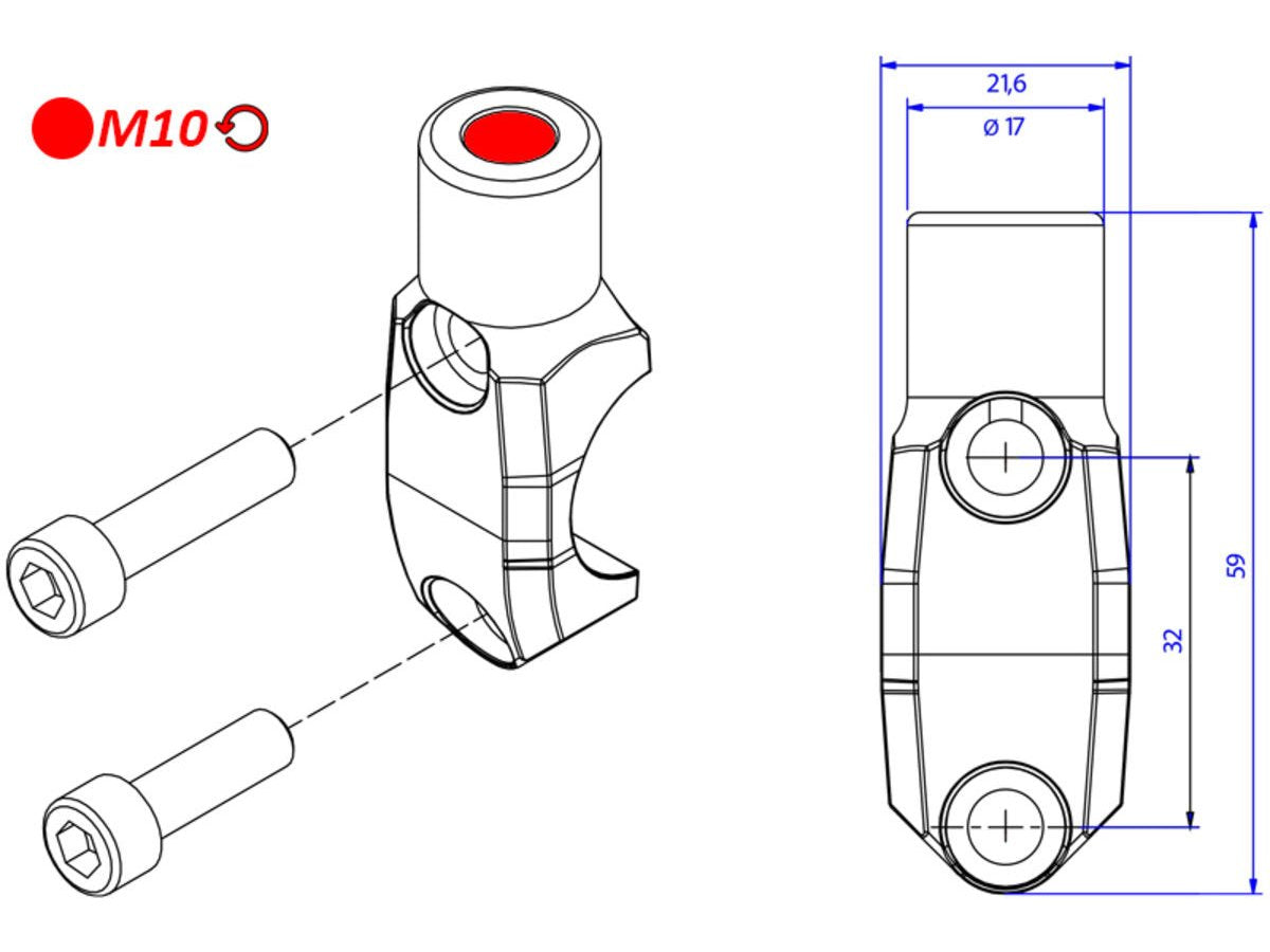 CV011 - CNC RACING Brembo Master Cylinder Clamp (mirror mount tread M10; left) – Accessories in the Motoraider Motorcycle Aftermarket Accessories and Parts Online Shop
