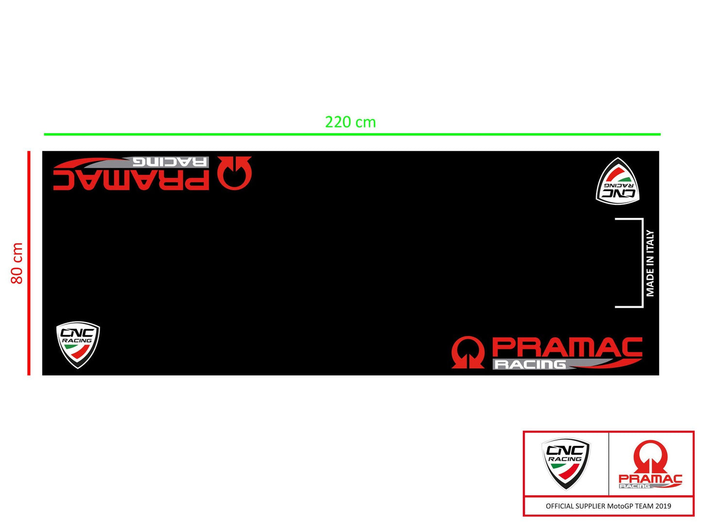 GA003BPR - CNC RACING GA003PR Garage Carpet (220 x 80 cm; Pramac Racing Limited Edition) – Accessories in the Motoraider Motorcycle Aftermarket Accessories and Parts Online Shop