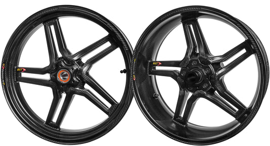 BST MV Agusta Dragster 800 Carbon Wheels "Rapid TEK" (front & offset rear, 5 slanted spokes, black hubs) – Accessories in the Motoraider Motorcycle Aftermarket Accessories and Parts Online Shop