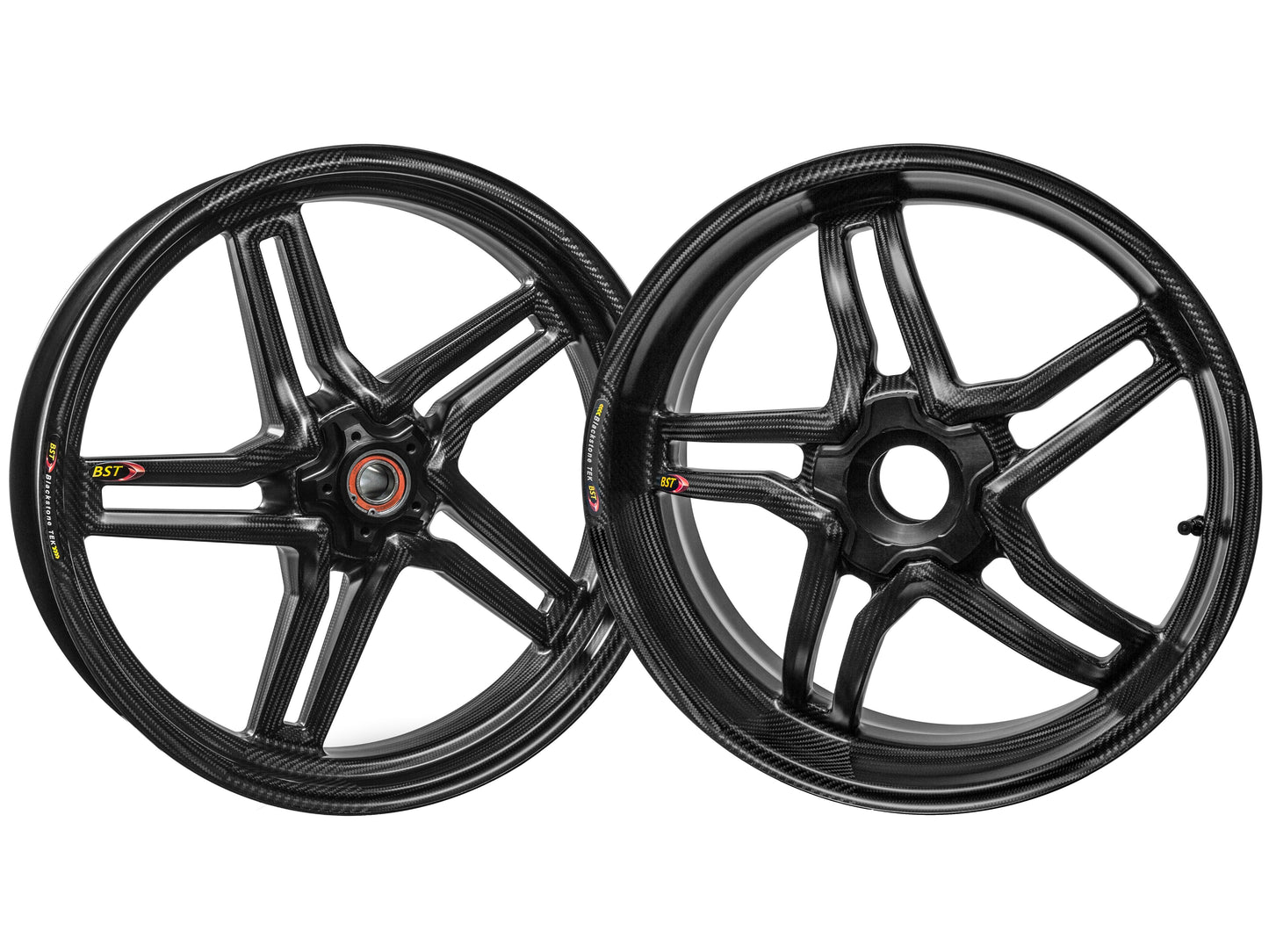 BST Ducati Panigale 1199/1299 Carbon Wheels Set "Rapid TEK" (front & offset rear, 5 slanted spokes, black hubs) – Accessories in the Motoraider Motorcycle Aftermarket Accessories and Parts Online Shop