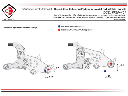 PRSFV4E01 - DUCABIKE Ducati Streetfighter V4 (2020+) Adjustable Rearset – Accessories in the Motoraider Motorcycle Aftermarket Accessories and Parts Online Shop