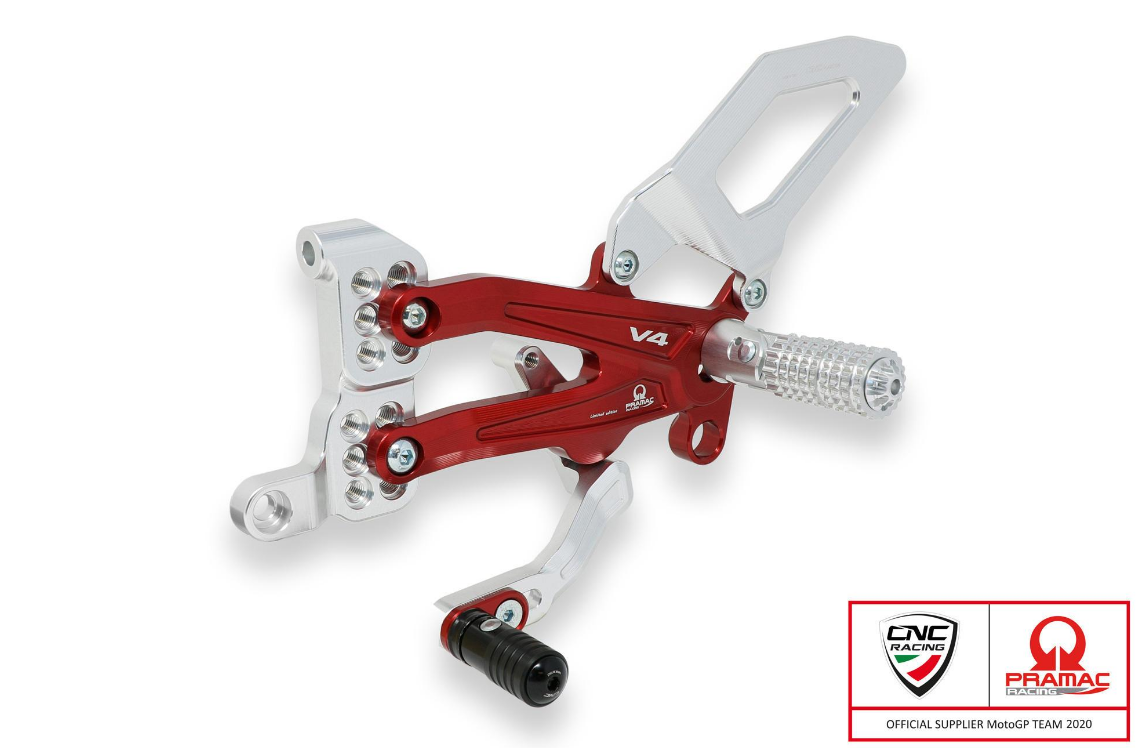 PE409PR - CNC RACING Ducati Streetfighter V4 Adjustable Rearset (Pramac Racing Limited Edition) – Accessories in the Motoraider Motorcycle Aftermarket Accessories and Parts Online Shop