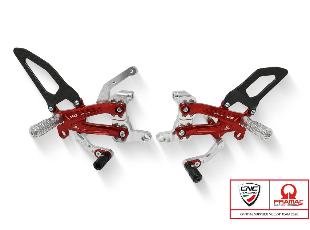 PE410PR - CNC RACING Ducati Streetfighter V4 Adjustable Rearset (carbon heel guards; Pramac Racing Limited Edition) – Accessories in the Motoraider Motorcycle Aftermarket Accessories and Parts Online Shop