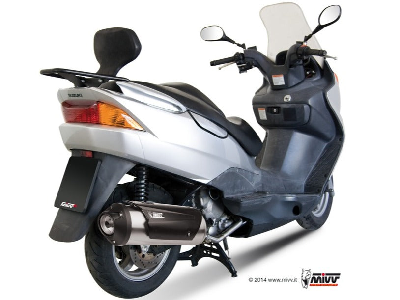 MIVV C.SU.0008 SUZUKI BURGMAN 125 / 150 ( 2002 / 06 ) Full System Exhaust "Urban" (stainless steel; not approved) – Accessories in the 2WheelsHero Motorcycle Aftermarket Accessories and Parts Online Shop