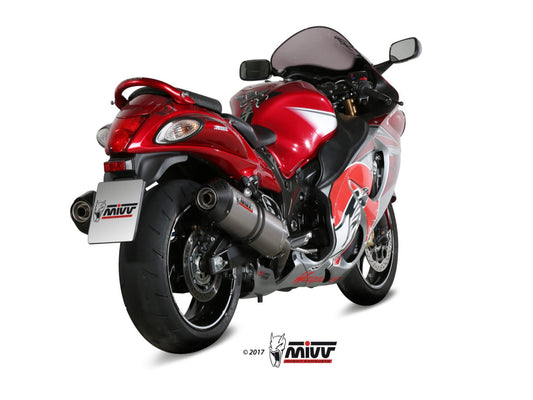 MIVV S.052 SUZUKI GSX-R 1300 Hayabusa ( 2008 / 17 ) Dual Slip-on Exhaust "Oval" (titanium + carbon cap; approved) – Accessories in the 2WheelsHero Motorcycle Aftermarket Accessories and Parts Online Shop