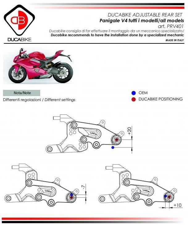 PRV401 - DUCABIKE Ducati Panigale V4 (18/24) Adjustable Rearset (SBK edition) – Accessories in the Motoraider Motorcycle Aftermarket Accessories and Parts Online Shop