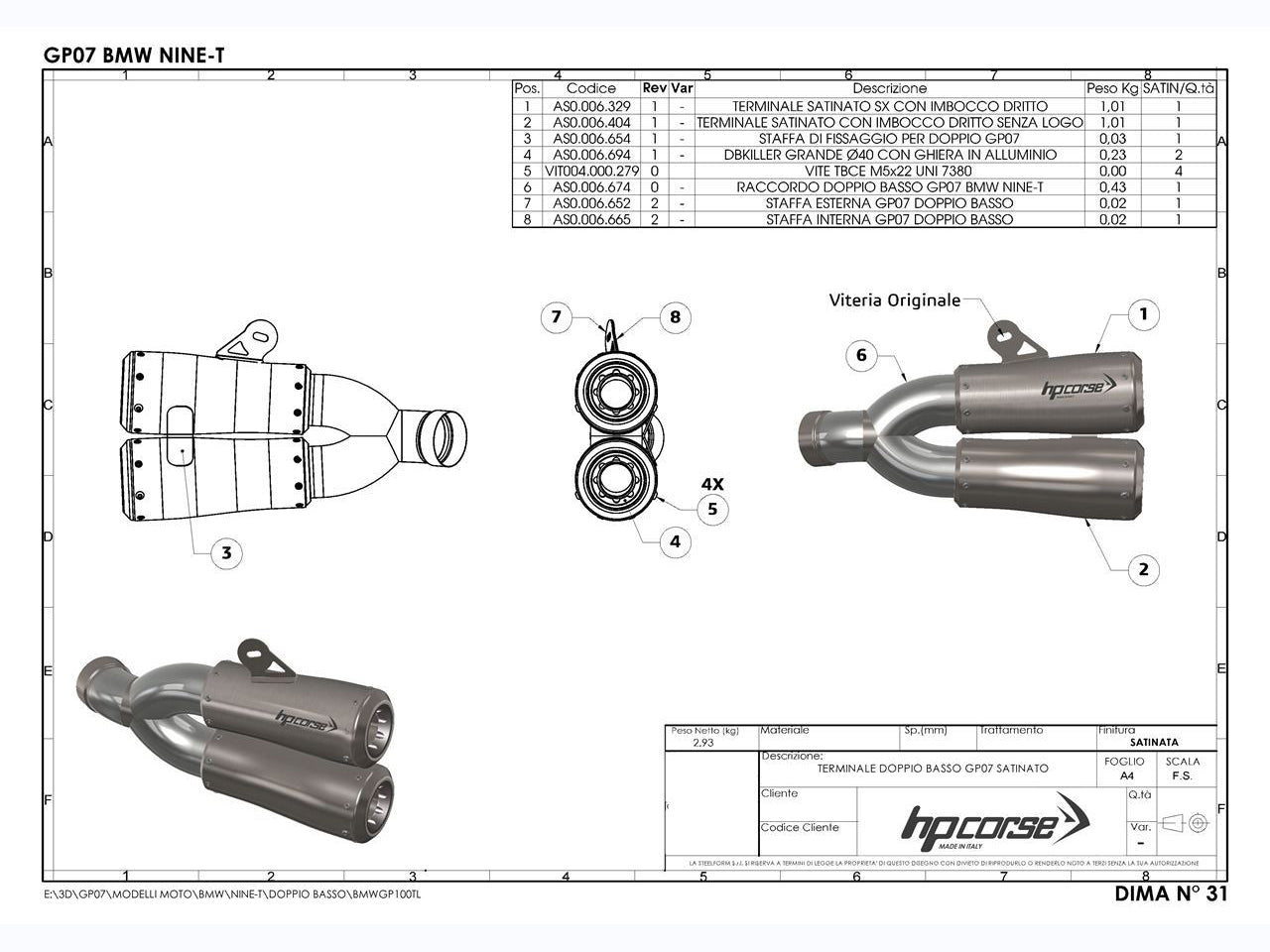 HP CORSE BMW R nineT Dual Slip-on Exhaust "GP-07 Black" (EU homologated) – Accessories in the 2WheelsHero Motorcycle Aftermarket Accessories and Parts Online Shop