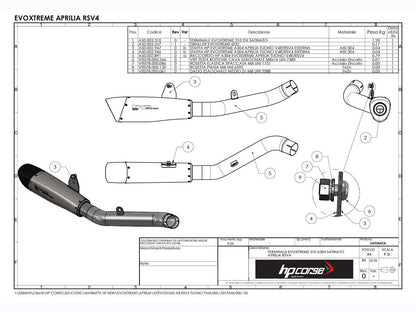 HP CORSE Aprilia Tuono V4 (11/14) Slip-on Exhaust "Evoxtreme 310 Satin" (EU homologated) – Accessories in the 2WheelsHero Motorcycle Aftermarket Accessories and Parts Online Shop