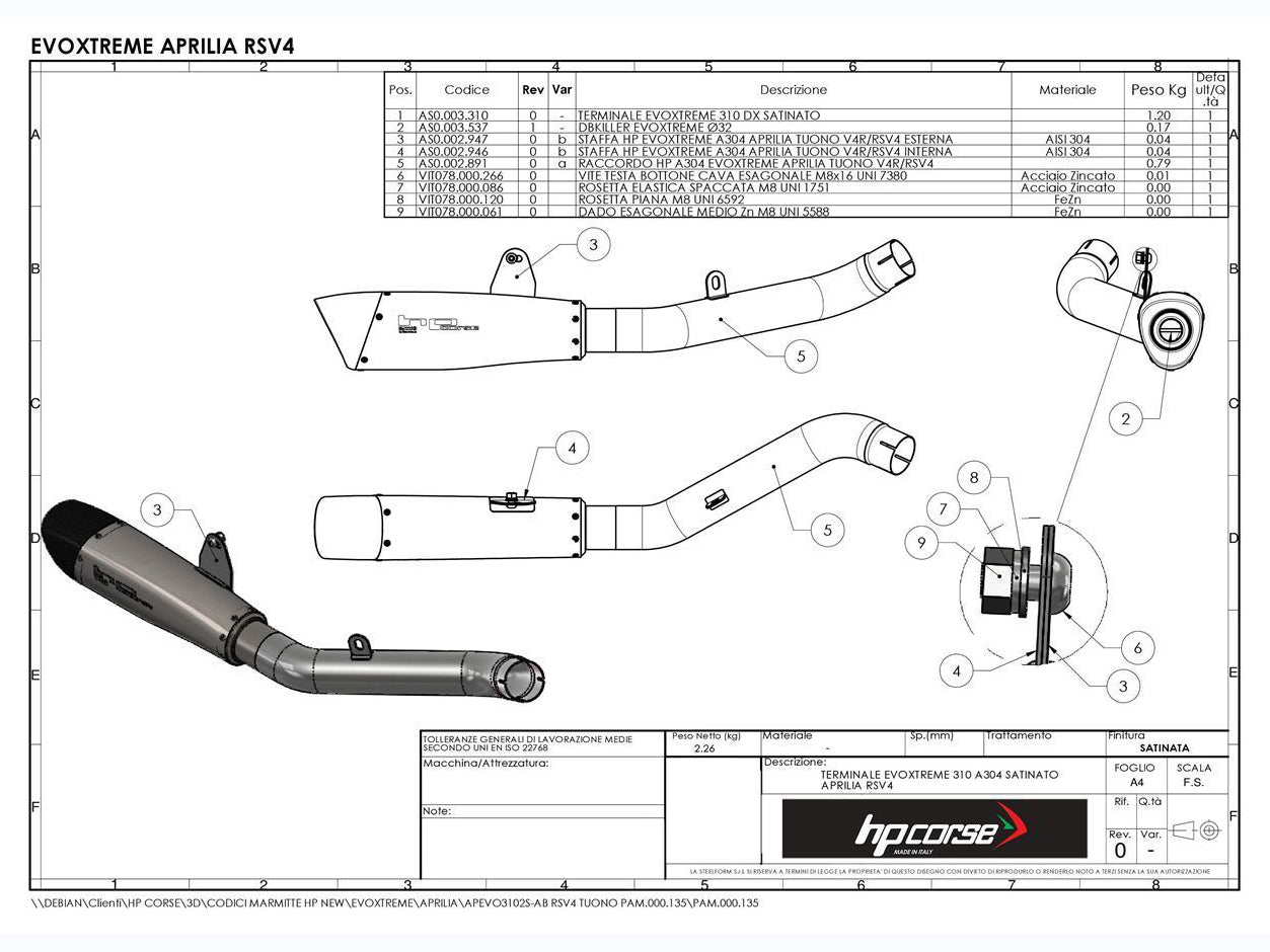 HP CORSE Aprilia Tuono V4 (11/14) Slip-on Exhaust "Evoxtreme 310 Black" (EU homologated) – Accessories in the 2WheelsHero Motorcycle Aftermarket Accessories and Parts Online Shop