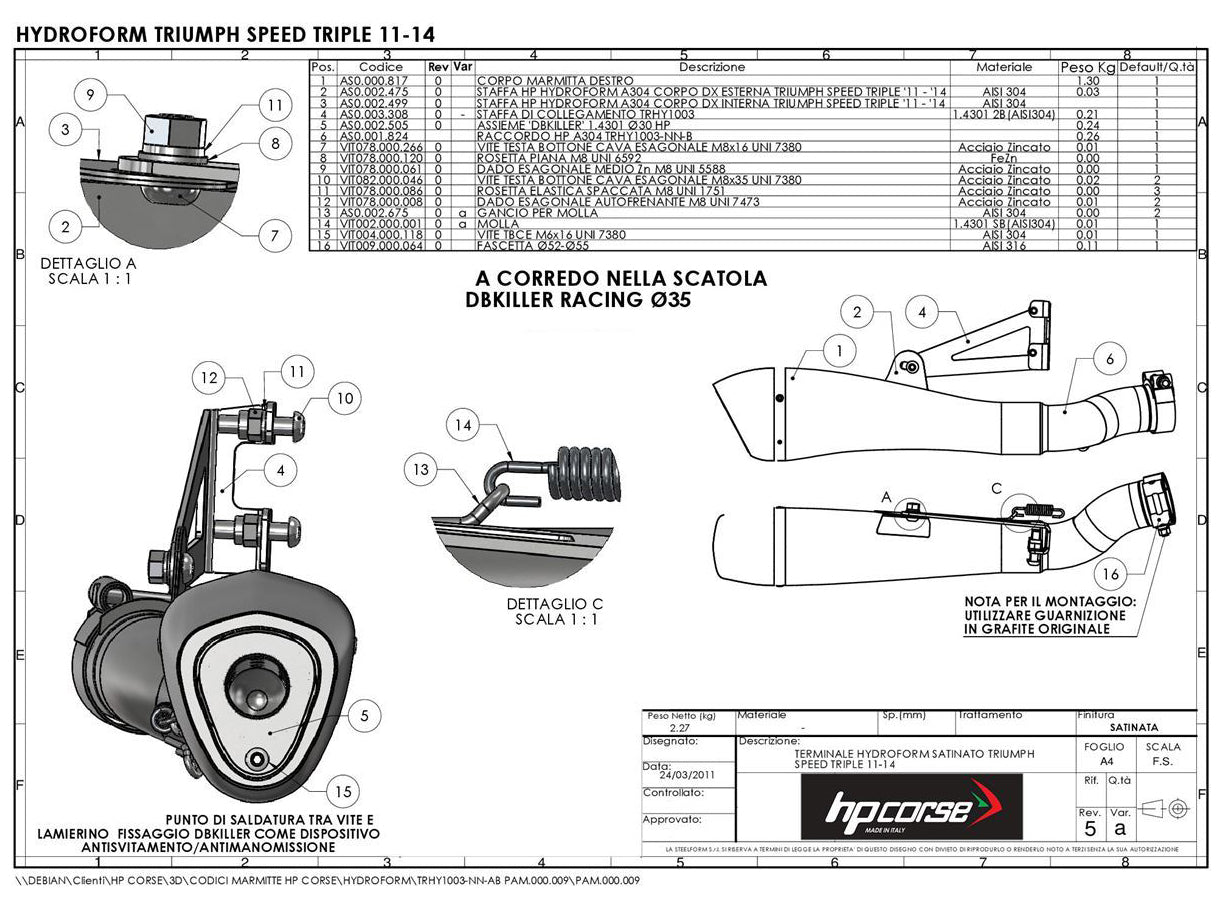 HP CORSE Triumph Speed Triple 1050 (11/15) Slip-on Exhaust "Hydroform Satin" (EU homologated) – Accessories in the 2WheelsHero Motorcycle Aftermarket Accessories and Parts Online Shop