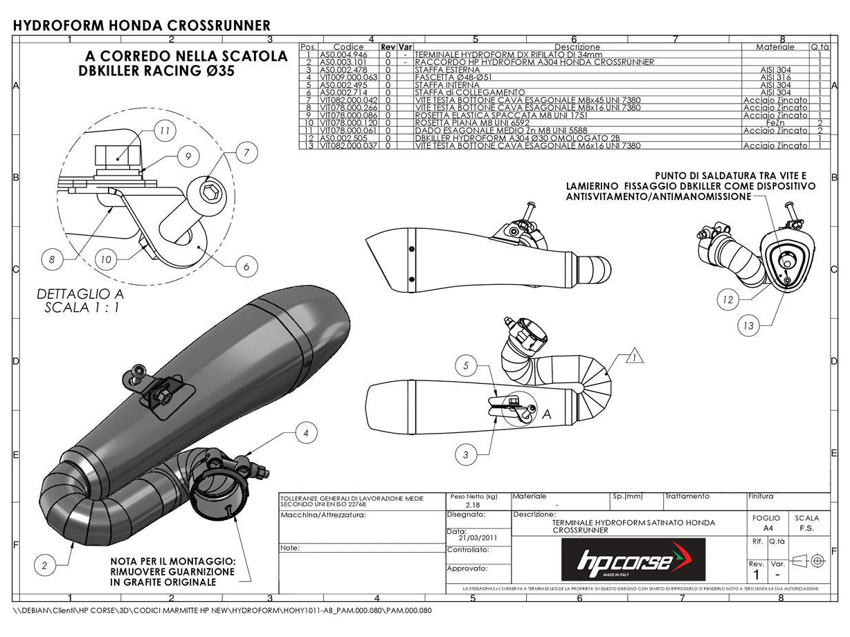 HP CORSE Honda VFR800X Crossrunner (11/14) Slip-on Exhaust "Hydroform Black" (EU homologated) – Accessories in the 2WheelsHero Motorcycle Aftermarket Accessories and Parts Online Shop