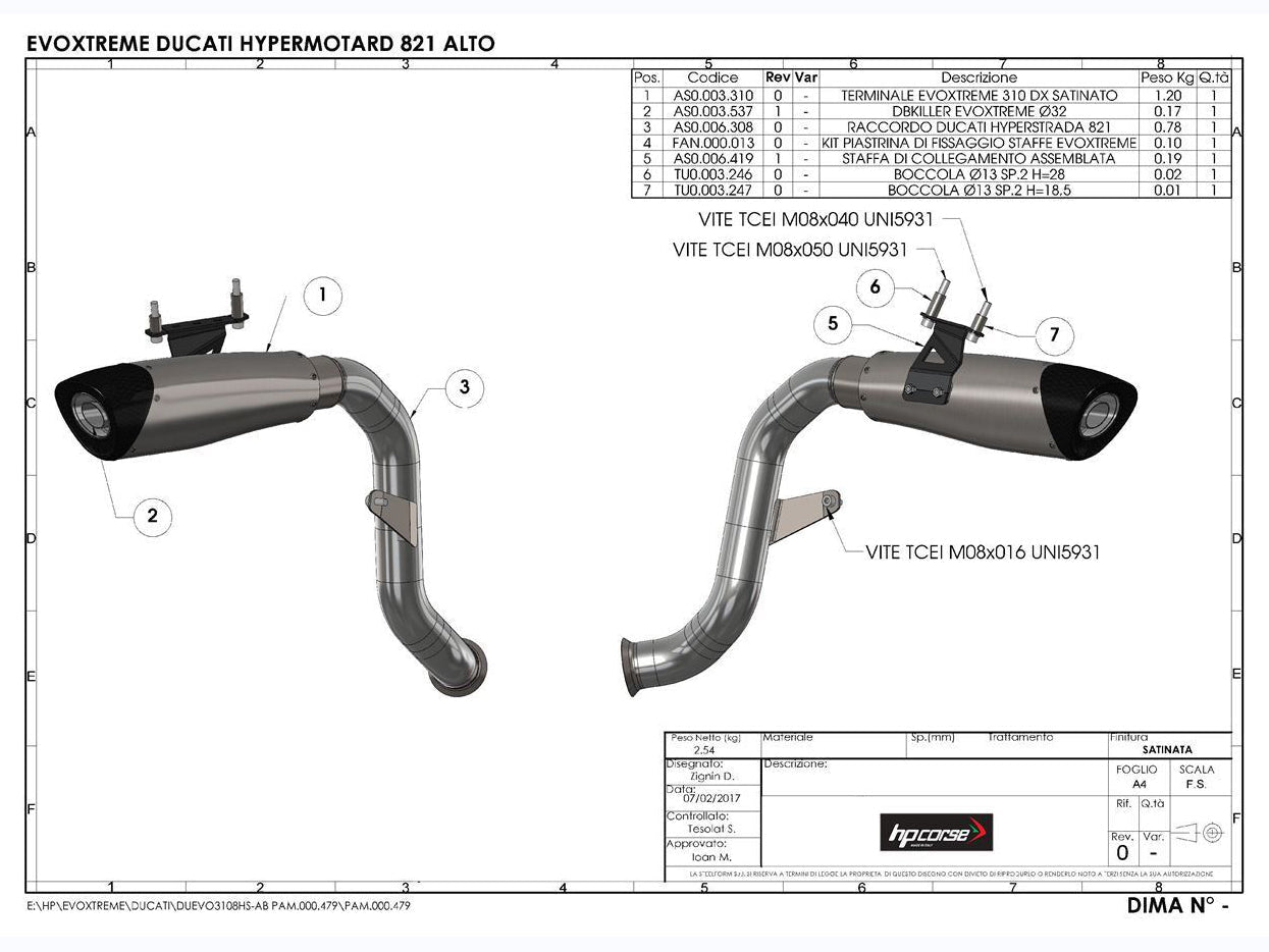 HP CORSE Ducati Hypermotard 821 High Position Slip-on Exhaust "Evoxtreme 310 Black" (EU homologated) – Accessories in the 2WheelsHero Motorcycle Aftermarket Accessories and Parts Online Shop