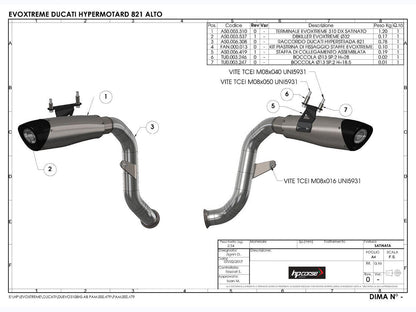 HP CORSE Ducati Hypermotard 821 High Position Slip-on Exhaust "Evoxtreme 310 Black" (EU homologated) – Accessories in the 2WheelsHero Motorcycle Aftermarket Accessories and Parts Online Shop