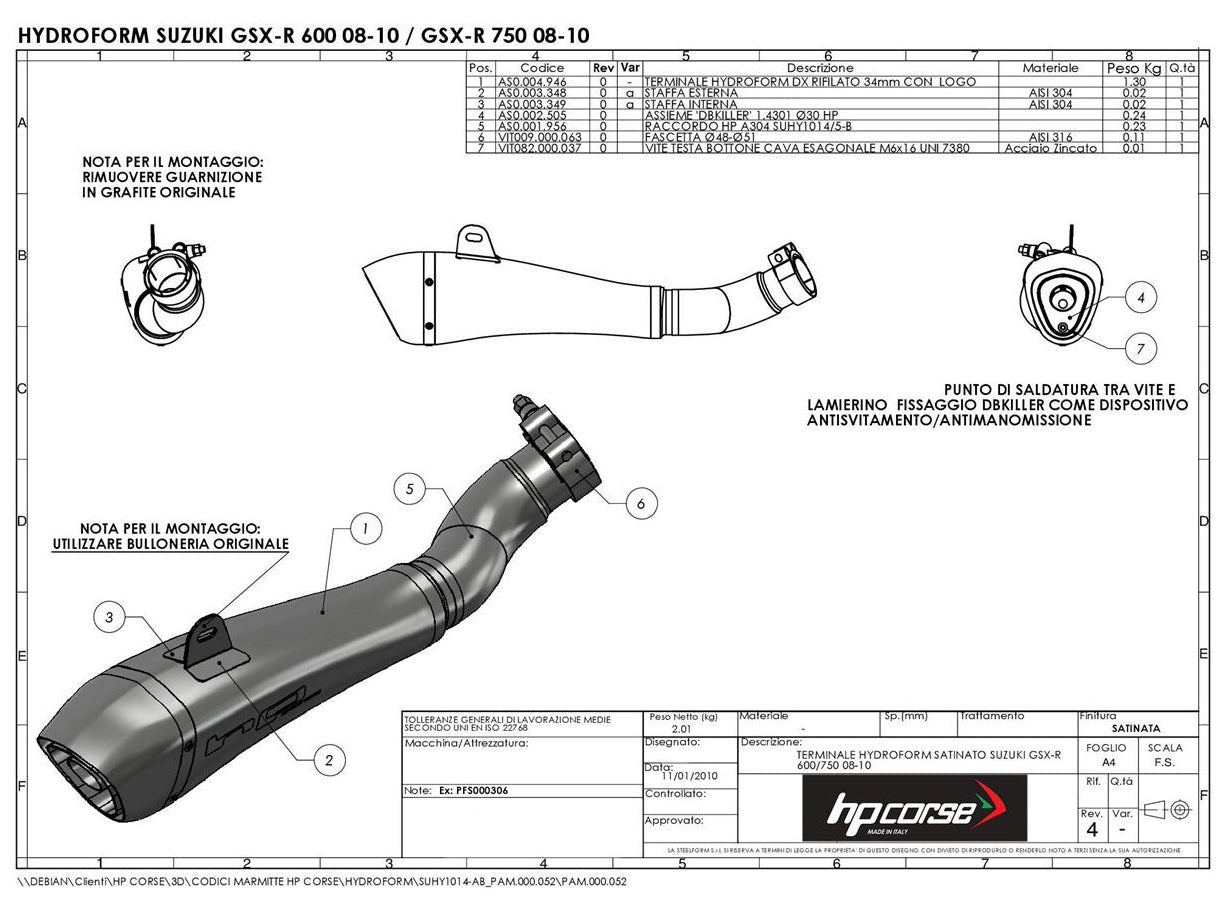 HP CORSE Suzuki GSX-R600 / GSX-R750 (08/10) Slip-on Exhaust "Hydroform Black" (EU homologated) – Accessories in the 2WheelsHero Motorcycle Aftermarket Accessories and Parts Online Shop
