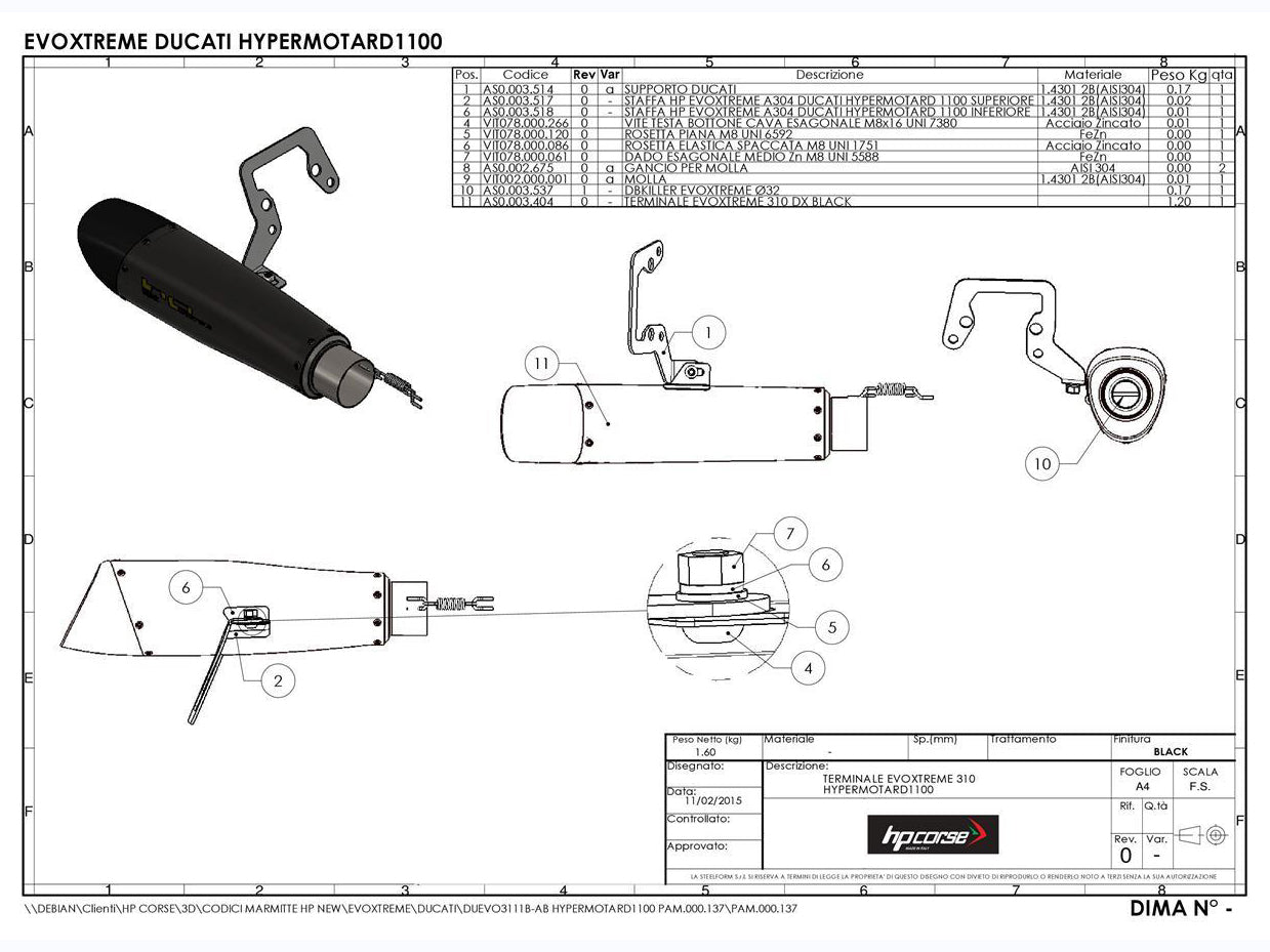 HP CORSE Ducati Hypermotard 1100 Slip-on Exhaust "Evoxtreme 310 Black" (EU homologated) – Accessories in the 2WheelsHero Motorcycle Aftermarket Accessories and Parts Online Shop