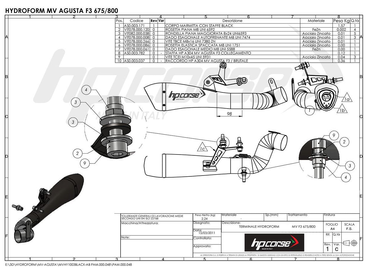 HP CORSE MV Agusta F3 Slip-on Exhaust "Hydroform Black" (EU homologated) – Accessories in the 2WheelsHero Motorcycle Aftermarket Accessories and Parts Online Shop