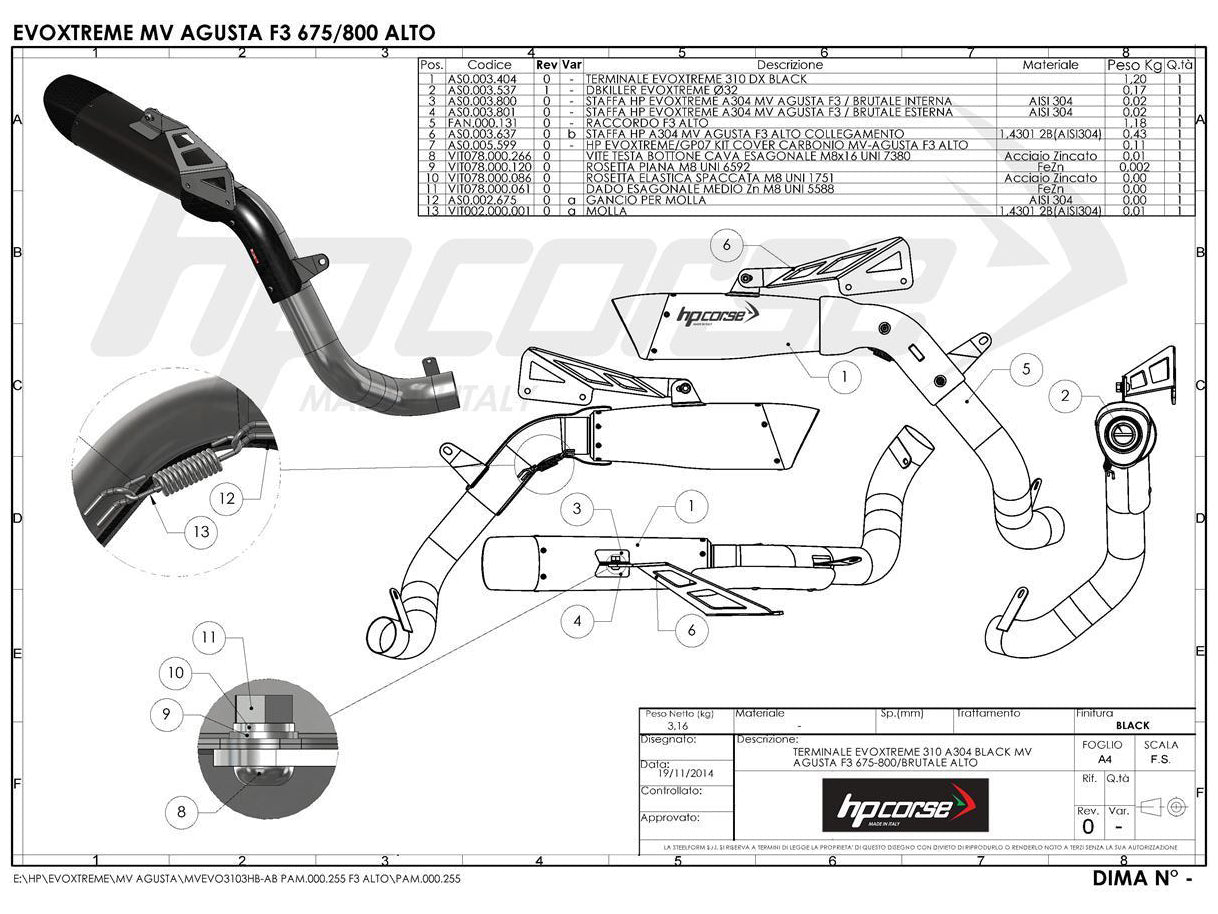 HP CORSE MV Agusta Brutale / Dragster 800 (16/18) Slip-on Exhaust "Evoxtreme 310 Satin" (racing) – Accessories in the 2WheelsHero Motorcycle Aftermarket Accessories and Parts Online Shop