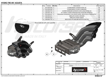 HP CORSE MV Agusta Brutale / Dragster 800 (16/18) Slip-on Exhaust "HydroTre Satin" (racing; with carbon cover) – Accessories in the 2WheelsHero Motorcycle Aftermarket Accessories and Parts Online Shop
