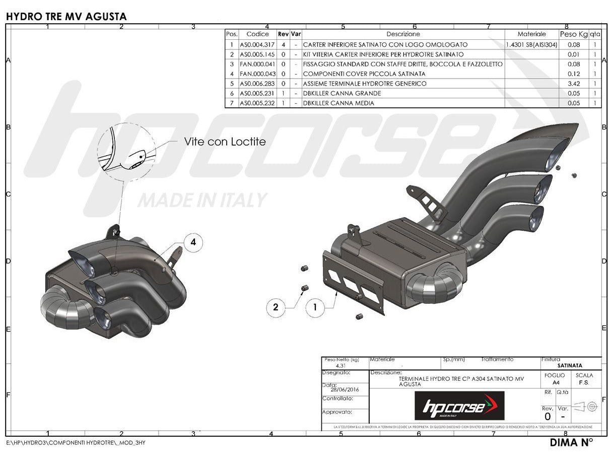 HP CORSE MV Agusta Brutale / Dragster 800 (16/18) Slip-on Exhaust "HydroTre Satin" (racing; with stainless steel cover) – Accessories in the 2WheelsHero Motorcycle Aftermarket Accessories and Parts Online Shop