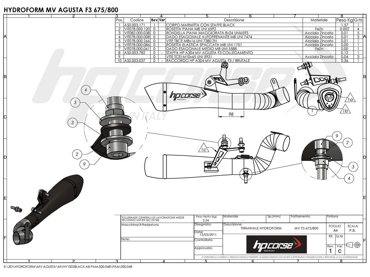 HP CORSE MV Agusta Brutale / Dragster 800 (16/18) Slip-on Exhaust "Hydroform Satin" (racing) – Accessories in the 2WheelsHero Motorcycle Aftermarket Accessories and Parts Online Shop