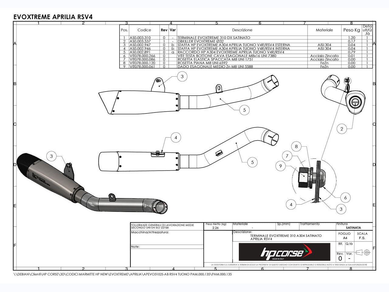 HP CORSE Aprilia Tuono V4 (15/16) Slip-on Exhaust "Evoxtreme 310 Satin" (racing) – Accessories in the 2WheelsHero Motorcycle Aftermarket Accessories and Parts Online Shop