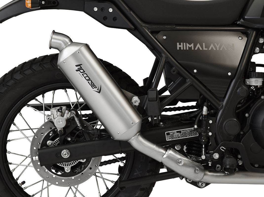 HP CORSE Royal Enfield Himalayan (2016+) Slip-on Exhaust "SP-1 Short Rally Inox Satin" (Racing) – Accessories in the 2WheelsHero Motorcycle Aftermarket Accessories and Parts Online Shop