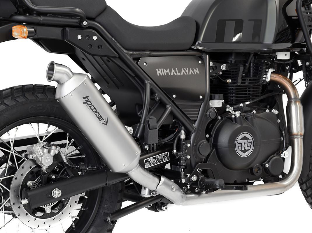HP CORSE Royal Enfield Himalayan (2016+) Slip-on Exhaust "SP-1 Short Rally Inox Satin" (Racing) – Accessories in the 2WheelsHero Motorcycle Aftermarket Accessories and Parts Online Shop