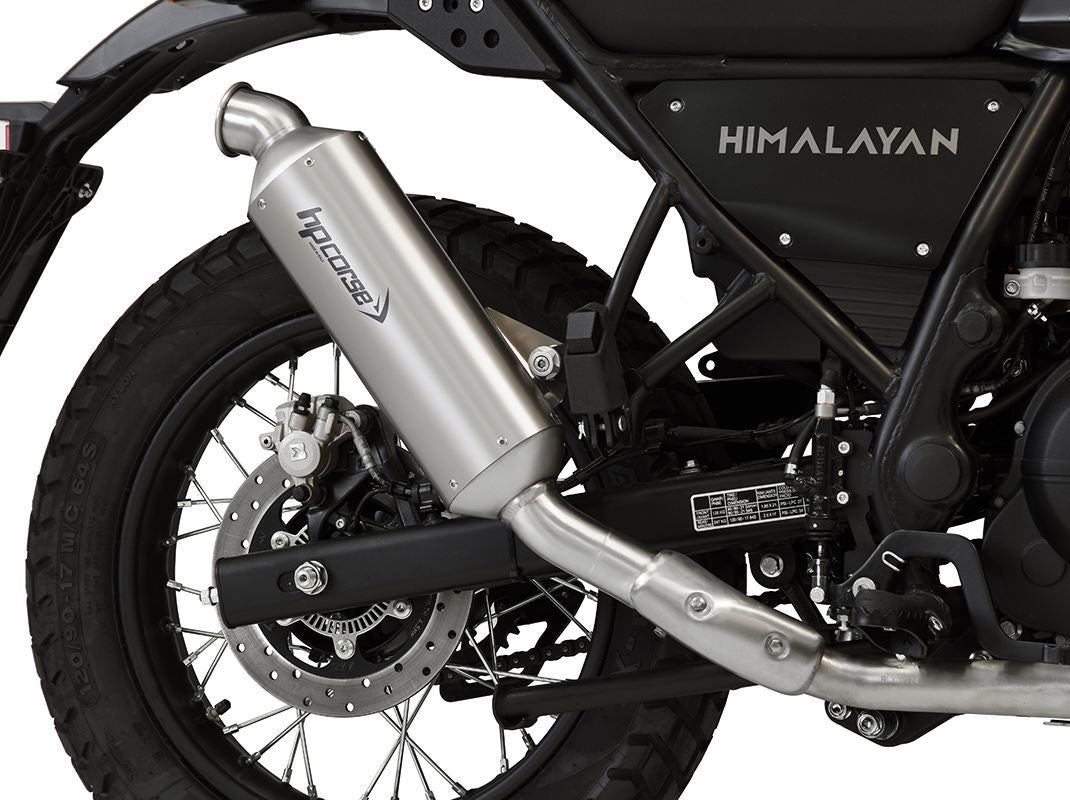 HP CORSE Royal Enfield Himalayan (2016+) Slip-on Exhaust "SP-1 Short Rally Inox Satin" (Racing) – Accessories in the 2WheelsHero Motorcycle Aftermarket Accessories and Parts Online Shop