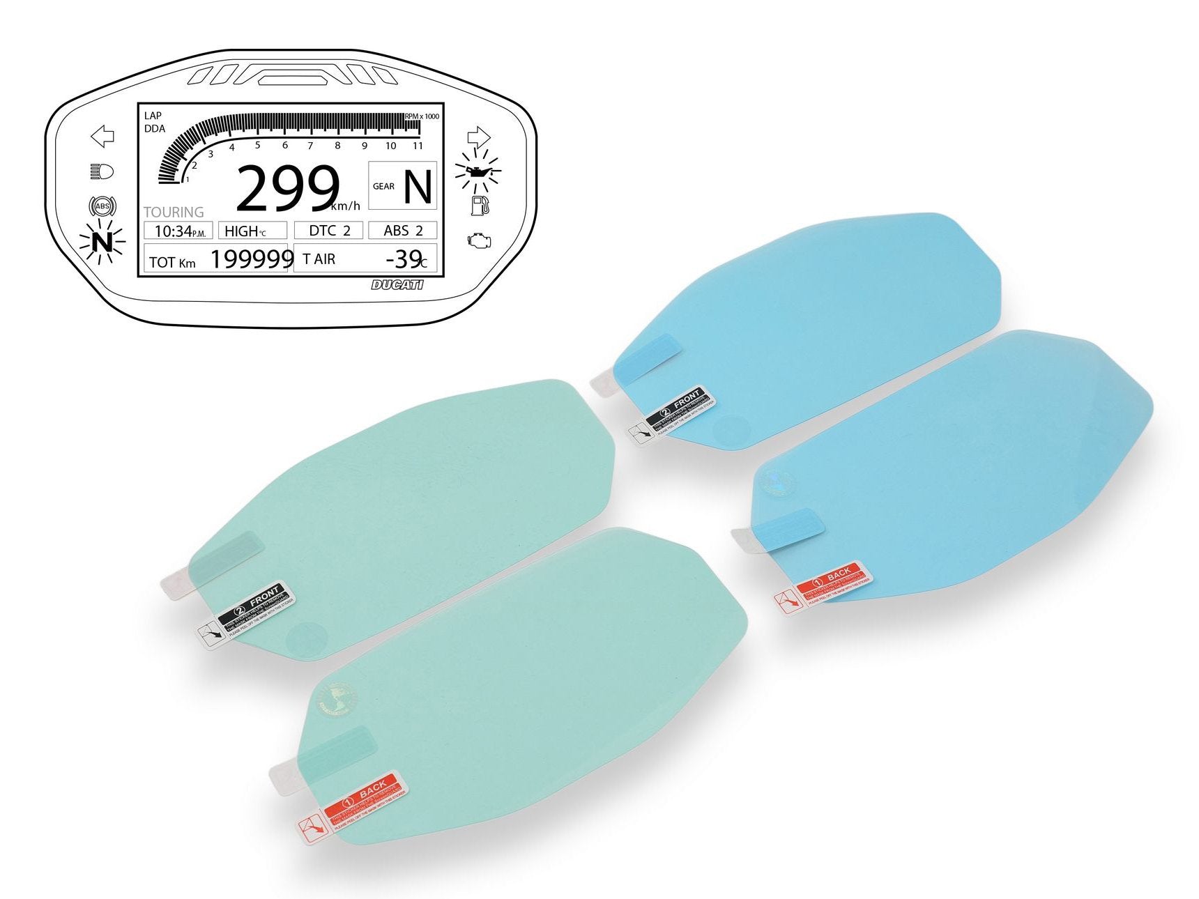 DP004 - CNC RACING Ducati Dashboard Screen Protectors kit – Accessories in the Motoraider Motorcycle Aftermarket Accessories and Parts Online Shop