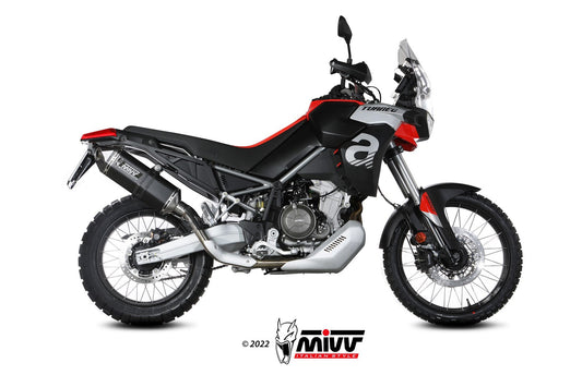 MIVV A.017 Aprilia Tuareg 660 (2022+) Slip-on Exhaust "Speed Edge" (black; approved) – Accessories in the 2WheelsHero Motorcycle Aftermarket Accessories and Parts Online Shop