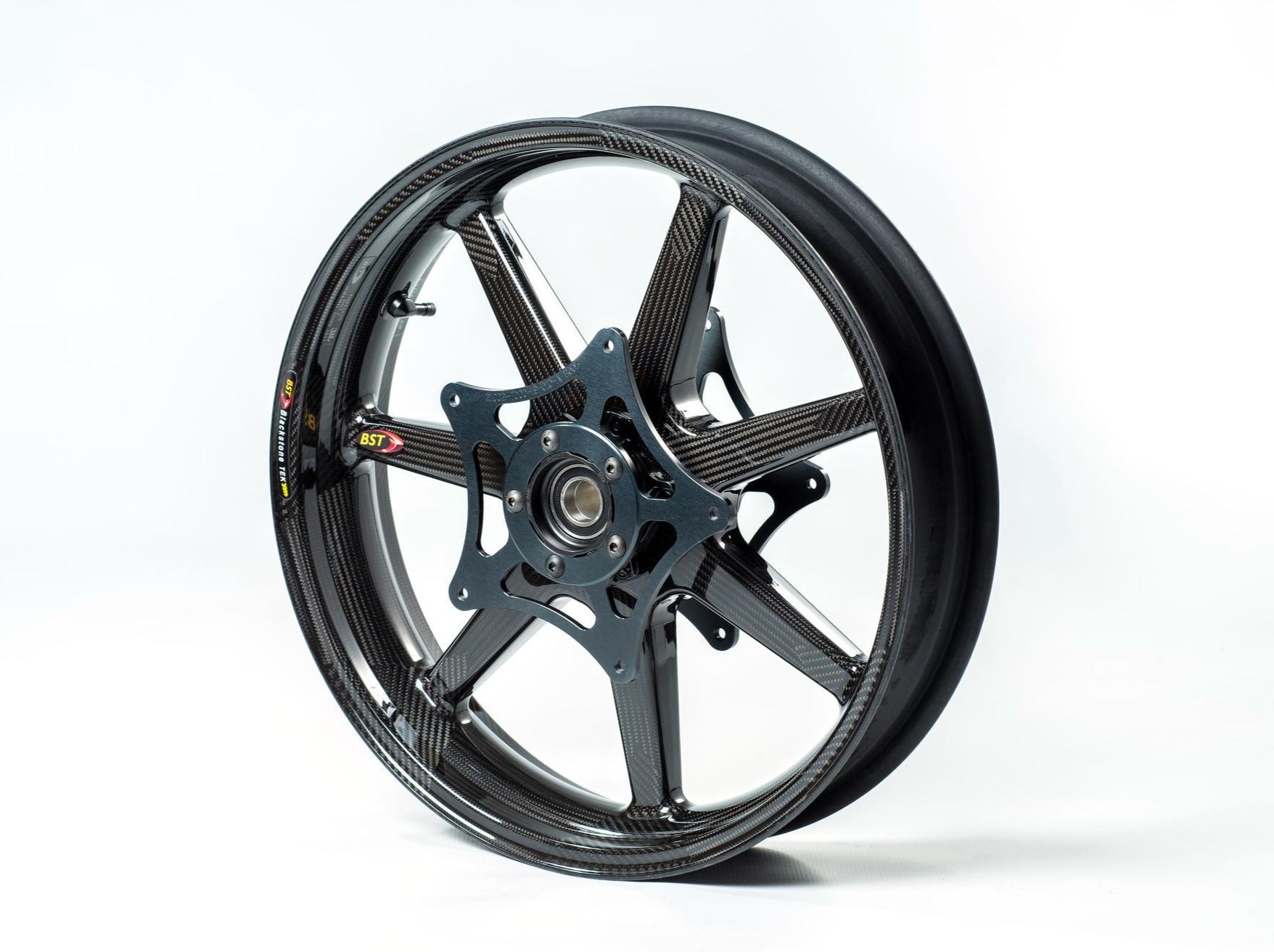 BST BMW K1200S / K1200R Carbon Wheels Set "Panther TEK" (front & conventional rear, 7 straight spokes, black hubs) – Accessories in the Motoraider Motorcycle Aftermarket Accessories and Parts Online Shop