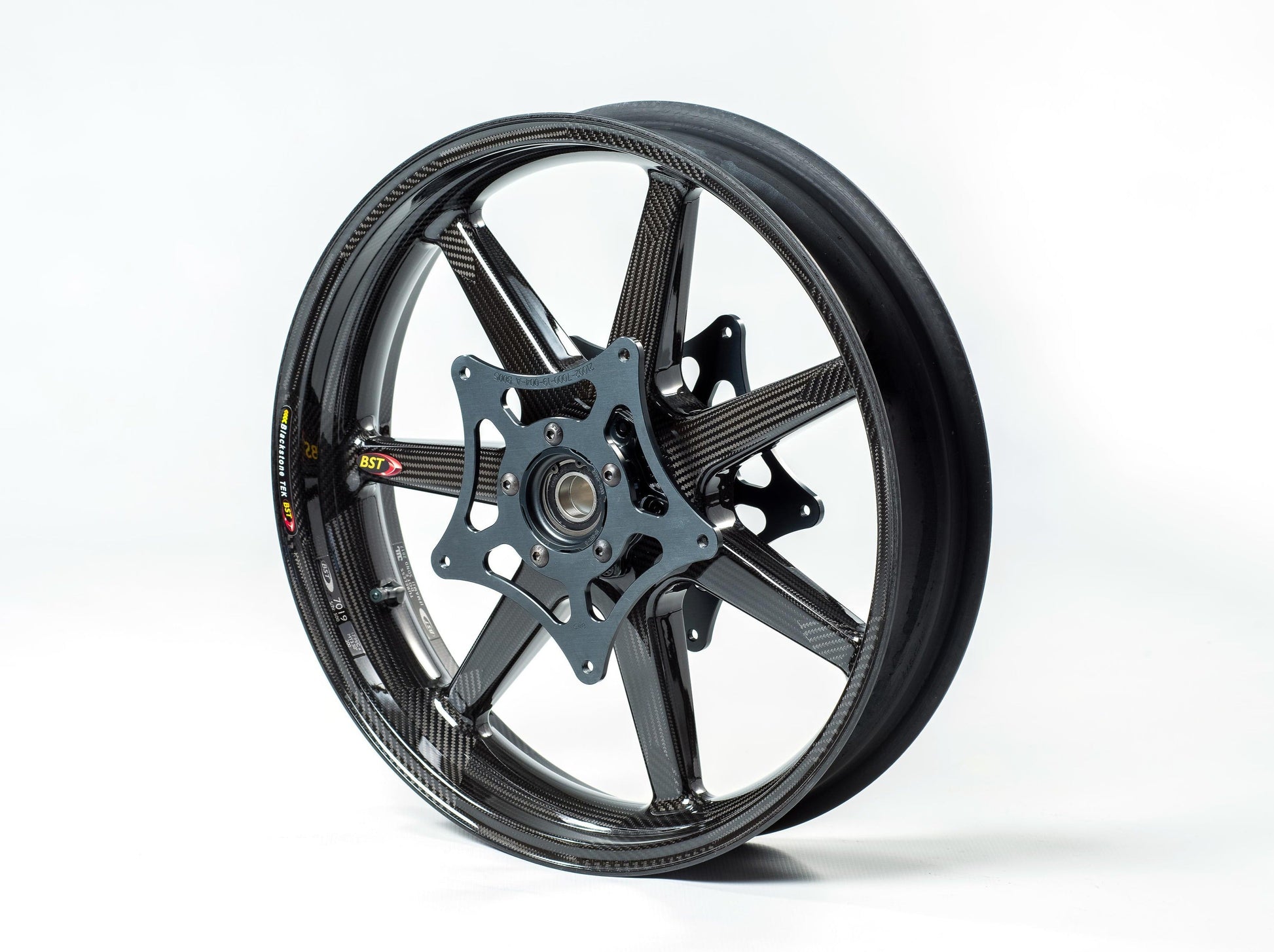 BST BMW K1200S / K1200R Carbon Wheel "Panther TEK" (front, 7 straight spokes, black hubs) – Accessories in the Motoraider Motorcycle Aftermarket Accessories and Parts Online Shop