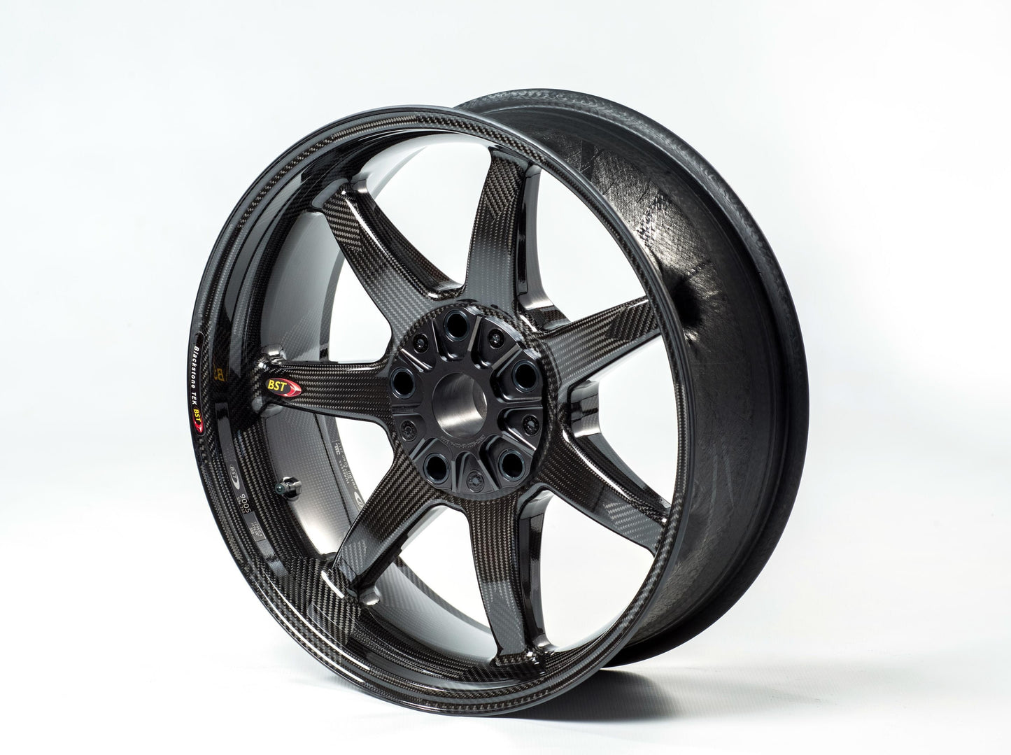 BST BMW K1600GT Carbon Wheel "Panther TEK" (conventional rear, 7 straight spokes, black hubs) – Accessories in the Motoraider Motorcycle Aftermarket Accessories and Parts Online Shop