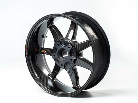 BST BMW K1600GT Carbon Wheel "Panther TEK" (conventional rear, 7 straight spokes, black hubs) – Accessories in the Motoraider Motorcycle Aftermarket Accessories and Parts Online Shop