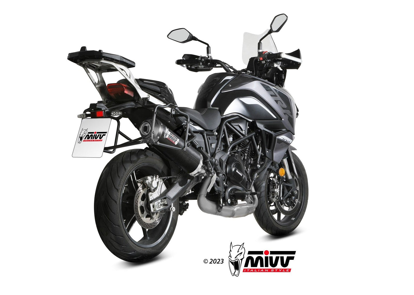 MIVV E.012 Benelli TRK 702/X (2023+) Slip-on Exhaust "Oval" (carbon + cap; approved) – Accessories in the 2WheelsHero Motorcycle Aftermarket Accessories and Parts Online Shop