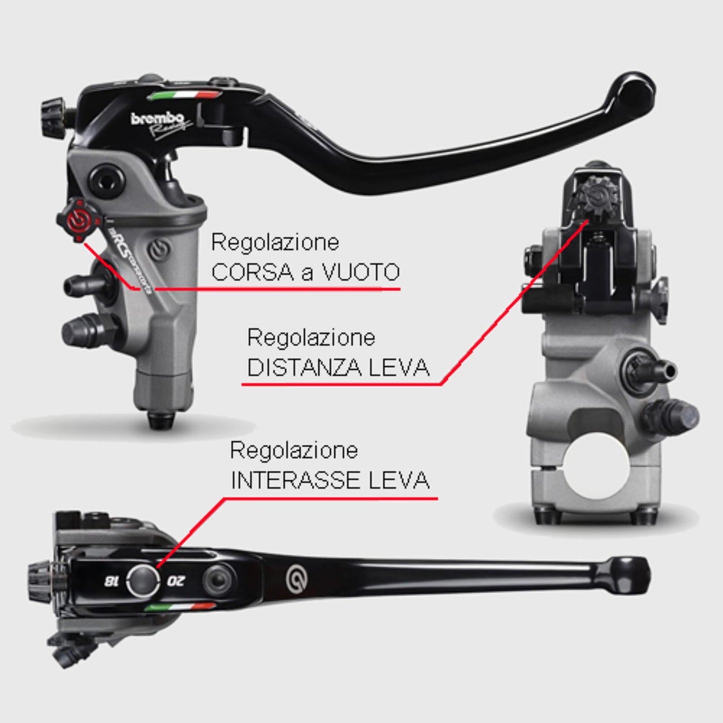 BREMBO Radial Brake Master Cylinder 19RCS "Corsa Corta" (18-20 mm ratio) – Accessories in the Motoraider Motorcycle Aftermarket Accessories and Parts Online Shop