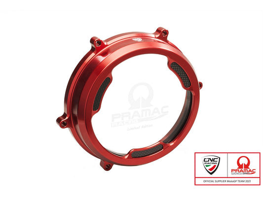 CA201PR - CNC RACING Ducati Panigale (12/19) Clear Clutch Cover (with carbon inlay; Pramac edition) – Accessories in the Motoraider Motorcycle Aftermarket Accessories and Parts Online Shop