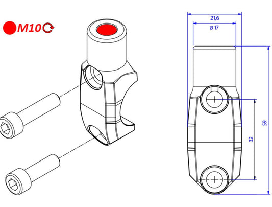 CV010 - CNC RACING Brembo Master Cylinder Clamp (mirror mount tread M10; right) – Accessories in the Motoraider Motorcycle Aftermarket Accessories and Parts Online Shop