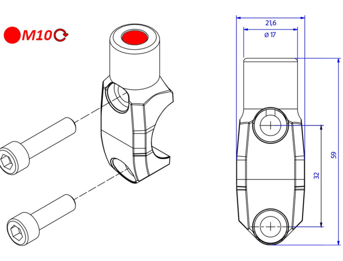 CV010 - CNC RACING Brembo Master Cylinder Clamp (mirror mount tread M10; right) – Accessories in the Motoraider Motorcycle Aftermarket Accessories and Parts Online Shop