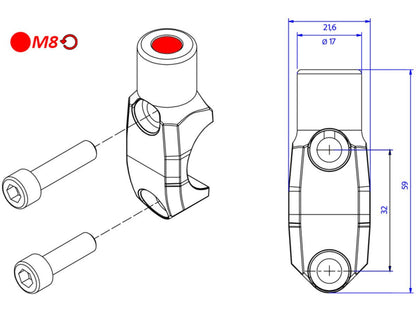 CV013 - CNC RACING Brembo Master Cylinder Clamp (mirror mount tread M8; left) – Accessories in the Motoraider Motorcycle Aftermarket Accessories and Parts Online Shop