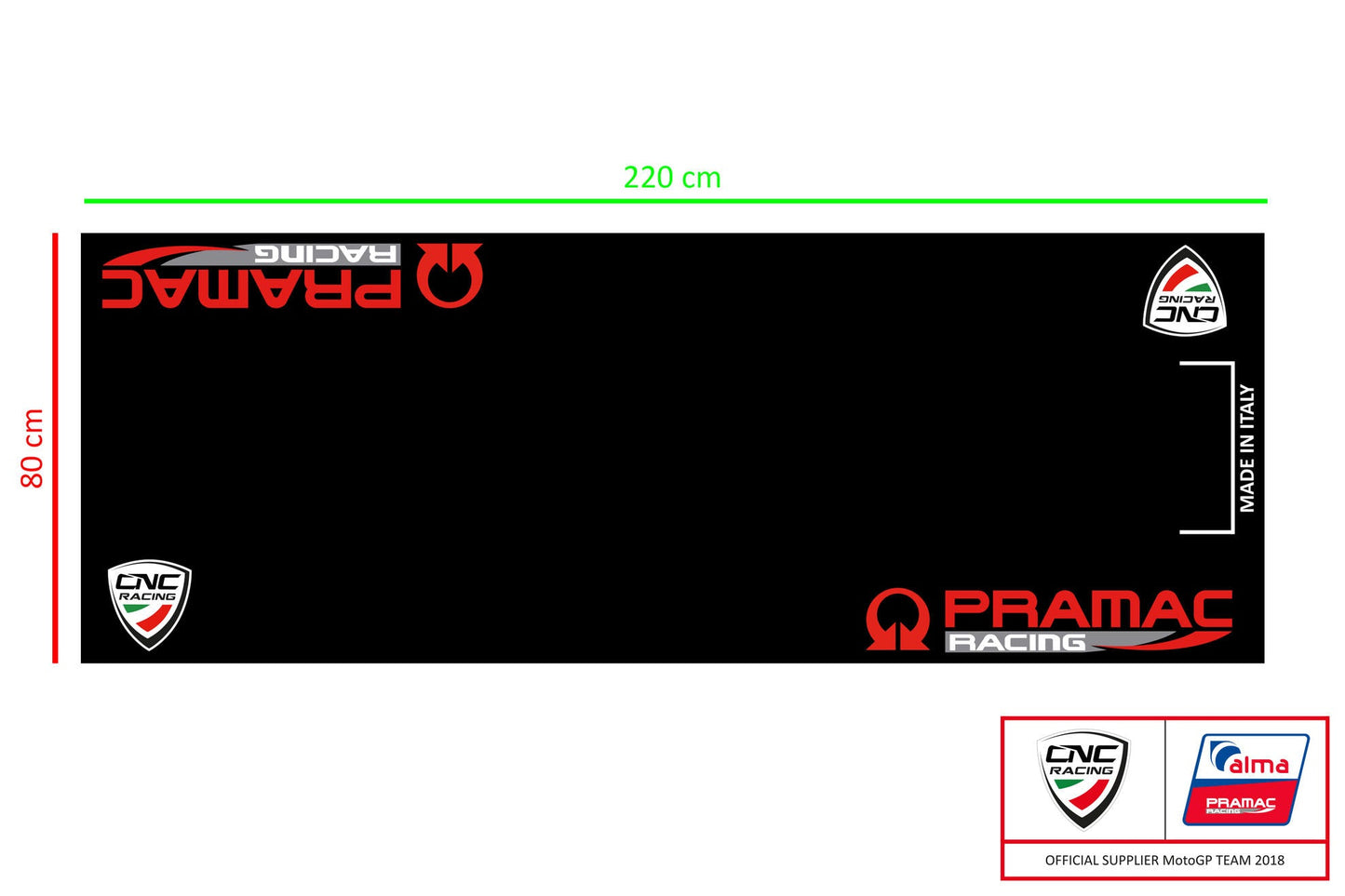 GA003BPR - CNC RACING GA003PR Garage Carpet (220 x 80 cm; Pramac Racing Limited Edition) – Accessories in the Motoraider Motorcycle Aftermarket Accessories and Parts Online Shop