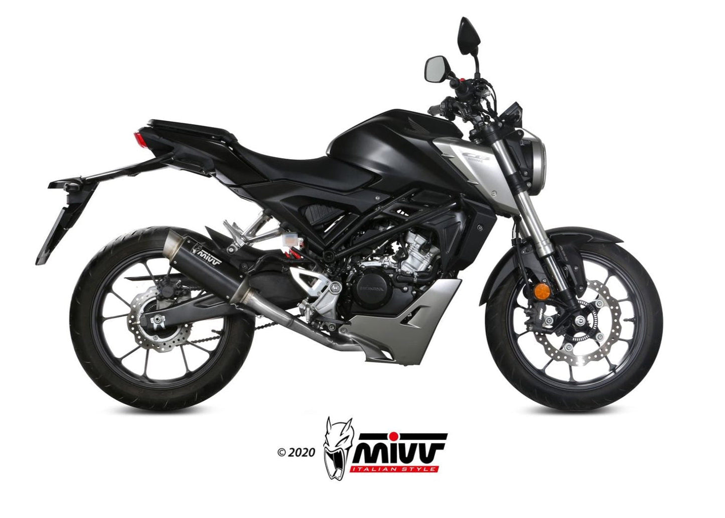 MIVV H.074 HONDA CB 125 R ( 2018 / 20 ) Full System Exhaust "GP PRO" (black; approved) – Accessories in the 2WheelsHero Motorcycle Aftermarket Accessories and Parts Online Shop