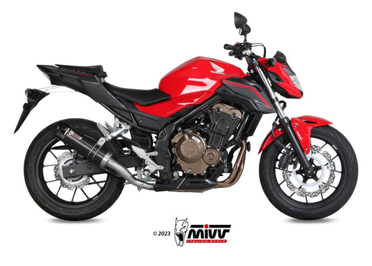 MIVV H.062 HONDA CB 500 F ( 2016 / 18 ) Slip On Exhaust "GP" (black + carbon cap; approved) – Accessories in the 2WheelsHero Motorcycle Aftermarket Accessories and Parts Online Shop