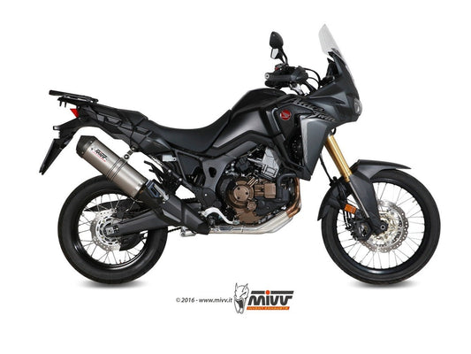 MIVV H.059 HONDA CRF 1000 L AFRICA TWIN ( 2016 / 19 ) Slip on Exhaust "Oval" (titanium + carbon cap; approved) – Accessories in the 2WheelsHero Motorcycle Aftermarket Accessories and Parts Online Shop