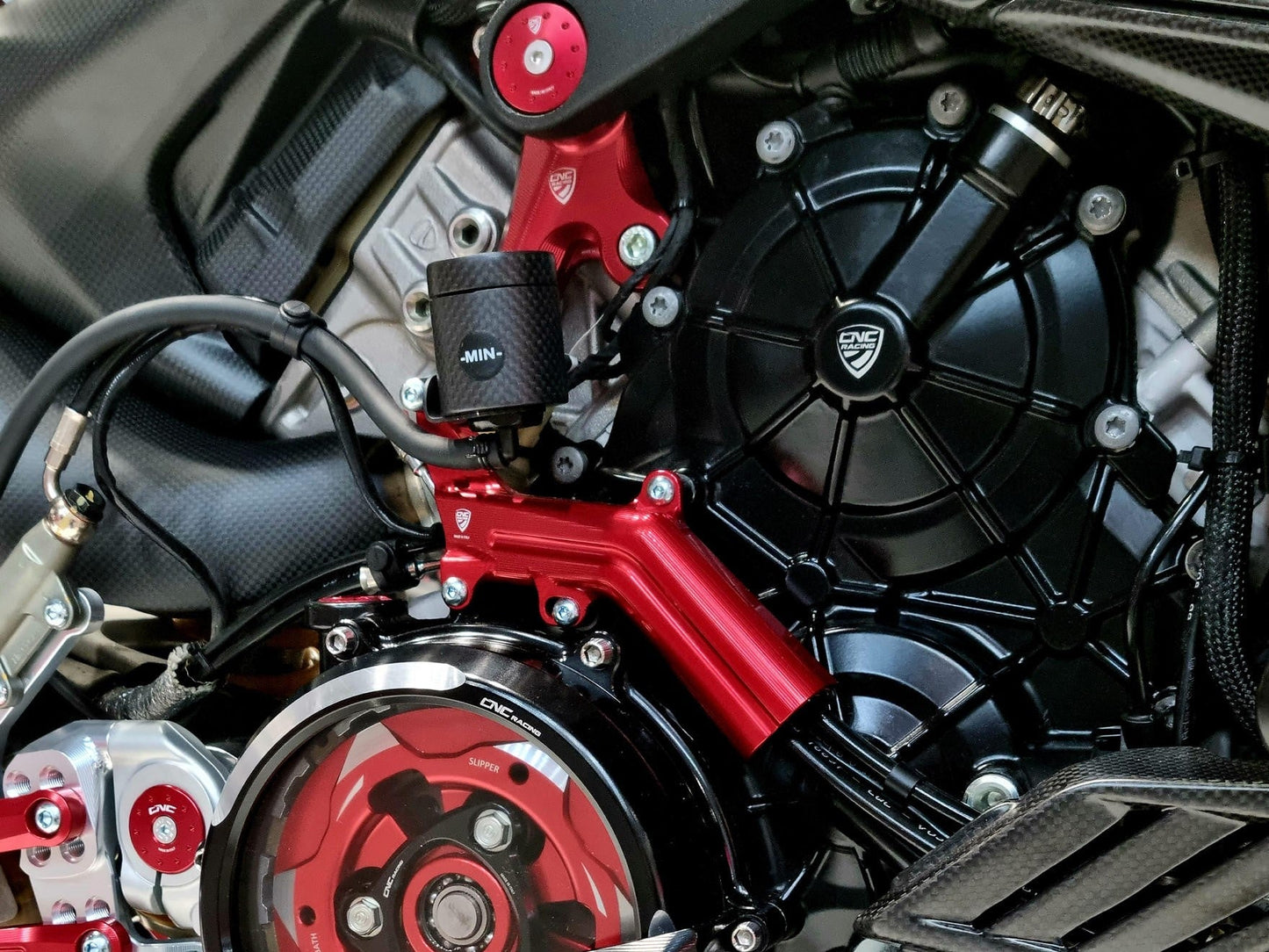 IFC04 - CNC RACING Ducati Streetfighter V4 (2023+) Brake Lines Cover (with fluid tank bracket) – Accessories in the Motoraider Motorcycle Aftermarket Accessories and Parts Online Shop