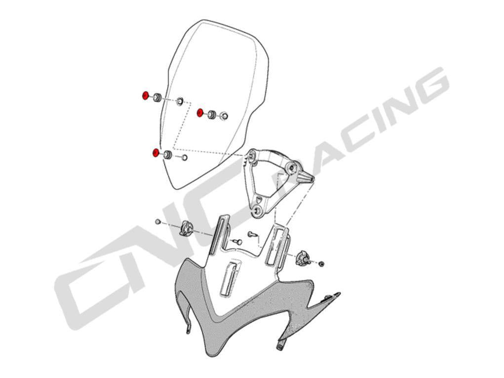 KV327 - CNC RACING Ducati Multistrada 1200 (10/12) Wind Screen Screws – Accessories in the Motoraider Motorcycle Aftermarket Accessories and Parts Online Shop