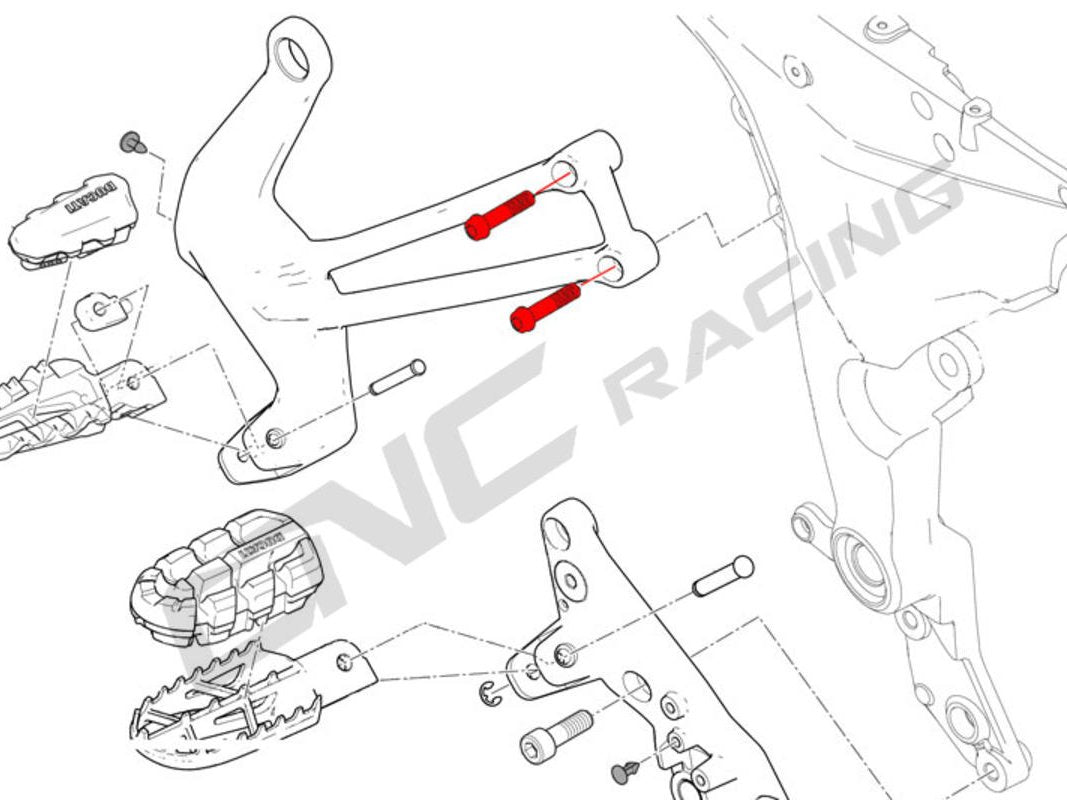 KV396X - CNC RACING Ducati Multistrada Titanium Passenger Footpegs Holder Bolts (M8x35) – Accessories in the Motoraider Motorcycle Aftermarket Accessories and Parts Online Shop