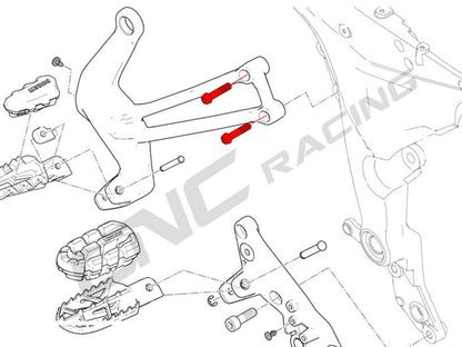 KV396X - CNC RACING Ducati Multistrada Titanium Passenger Footpegs Holder Bolts (M8x35) – Accessories in the Motoraider Motorcycle Aftermarket Accessories and Parts Online Shop